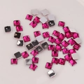 Vue macro de strass en acrylique carrés rose rouge de 6mm pour bijoux de bricolage - Rose Indien (7#)