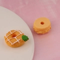 Macro detail of miniature resin pineapple donut and macaron charms for DIY crafts - Yellow Pineapple Donut (3#) / 1 Piece