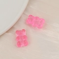 Pink jelly resin cartoon bear charms with translucent candy finish for DIY crafts - Rose Red