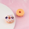 Macro detail of miniature resin donut and macaron charms for DIY resin phone case crafts - Pink Purple Floral Donut (1#) / 1 Piece