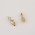 Détails des pendentifs en zircon goutte bleu clair avec doubles boucles dorées - 1 pièce / Bleu clair