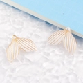 DIY acrylic mermaid tail pendants in cream and gold for handmade earring jewelry making - Fish Tail Shape (B042) / 2 Pieces/Pack (23x30mm) / Cream