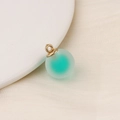 Frosted mint green bubble bead charm with a golden ring for DIY jewelry making - 16mm / Cyan