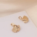 Detail of 14K gold plated ginkgo leaf pendants with intricate realistic vein texture - Ginkgo Leaf Shape