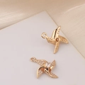 Detail view of gold-plated windmill charms with micro-pave cubic zirconia inlay - Windmill Shape