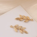 Detail von zwei vergoldeten Blattanhängern mit realistischen Blattadern für DIY Schmuck - Blattform