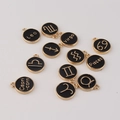 Détail de 12 breloques de zodiaque noir et doré pour la création de bijoux DIY - Collection Complète Constellations du Zodiaque / Noir