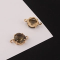 Detail of 18k gold plated diamond-shaped brown crystal jewelry connector for DIY - 11*17mm / Dark Tea
