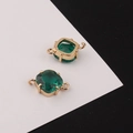 Detail of 18k gold plated rhombus emerald green crystal connector for DIY jewelry making - 11*17mm / Emerald Green