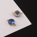 Détail de connecteurs en cristal bleu plaqué or 18k pour la création de bijoux DIY - 11*17mm / Bleu sarcelle
