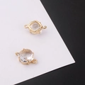 Pair of 18k gold plated rhombus crystal connector charms for DIY jewelry making - 11*17mm / Clear