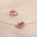 Makroaufnahme von halbkreisförmigen rosa-violetten Edelsteinanhängern mit Goldfassungen - 16*16mm / Rosa Lila (4#)