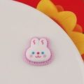 Detail view of cute resin bunny biscuit charm with pink grid texture for DIY phone cases - Pink Base Hollow Bunny (1#) / Pink