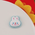 Detail of DIY cute resin rabbit charm with blue woven texture for phone case decoration - Blue Base Hollow Bunny (2#) / Blue