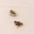 Halbkreisförmiger vergoldeter Kristallanhänger mit zwei Ösen für DIY-Schmuck - 16*16mm / Rauchgrau (8#)