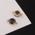 Connecteur bijoux en cristal gris plaqué or 18 carats pour bricolage de bijoux - 11*17mm / Noir