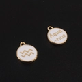 Detail of Aquarius zodiac charms with white enamel and golden finish for DIY jewelry - Aquarius / White