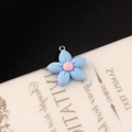 DIY colorful resin flower pendant in blue and pink with golden metal jump ring - 13# Single Loop - Sky Blue