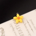 DIY yellow resin flower charm with orange center and silver metal loop for jewelry - 14# Single Loop - Bright Yellow