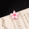 Pink resin flower charm with gold metal loop for DIY necklaces and bracelets - 16# Single Loop - Pink