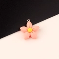 Roze hars bloem hanger met geel hart en zilveren ring voor DIY sieraden maken - 9# Enkele Lus - Lichtroze