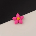 Roze bloemenhanger van hars met geel hart en metalen ring voor doe-het-zelf sieraden - 10# Enkele Lus - Perzikroze