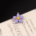 3D paarse hars bloem bedel met geel hart en metalen ring voor DIY sieraden maken - 11# Enkele Lus - Druivenpaars