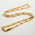 Polished gold stainless steel link chain necklace with lobster clasp in S-curve layout - 50cm / Gold 3mm