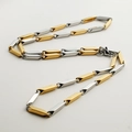 Minimalistische tweekleurige roestvrijstalen halsketting met ruitvormige schakels en karabijn - 50cm / Tweekleurig Goud 3mm