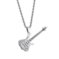 Polished titanium steel electric guitar pendant necklace with rope chain for men and women - Silver Steel Electric Guitar Pendant (Pendant Only)