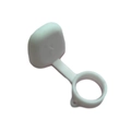 Universal white silicone protective dust cap and ring attachment for e-cigarette mouthpieces - White