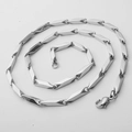 Polished silver stainless steel chain necklace with geometric faceted bar links and lobster clasp - Rhombus Chain (3mm) / 50cm