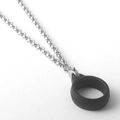 Industrial style stainless steel necklace with black silicone ring pendant and clasp - Beaded Chain (With Silicone Ring)