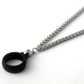 Silver stainless steel chain necklace with black silicone ring for electronic devices - 3mm Dragon Bone Chain (With Silicone Ring)