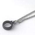 Silver stainless steel rope chain lanyard with black silicone ring for portable devices - Twist Chain (With Silicone Ring)