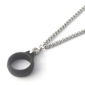 Stainless steel box chain necklace with black silicone lanyard ring for e-cigarettes - 3mm Square Beaded Chain (With Silicone Ring)