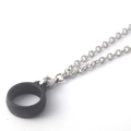 Silver stainless steel lanyard necklace with black silicone ring for electronic accessories - O-Link Chain (With Silicone Ring)