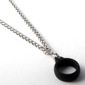 Silver metal chain with black silicone ring for vape and handheld devices - 4mm Dragon Bone Chain (With Silicone Ring)