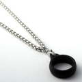 Polished silver stainless steel box chain necklace with black silicone ring connector - 2.5mm Square Beaded Chain (With Silicone Ring)