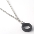 Silver stainless steel chain necklace with black silicone ring for e-cigarettes - Curb Chain (With Silicone Ring)