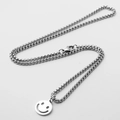 Hip hop titanium steel smile face pendant necklace with box chain and lobster clasp closure - Smiley Face / 50cm
