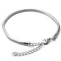 Bracelet chaîne serpent en acier inoxydable poli avec fermoir mousqueton réglable sur fond blanc - 2.4mm Épaisseur 20cm Longueur Avec Extension