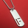 Silver stainless steel rectangular necklace with unique geometric cutout design - Letter F