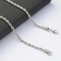Silver stainless steel rope chain necklace featuring a durable lobster clasp and twisted link - Rope Chain (3mm) / 50cm