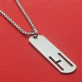 Polished silver titanium steel necklace with a hollow H letter pendant on bead chain - Letter H