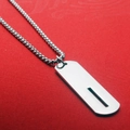 Minimalist silver titanium steel necklace with rectangular hollow pendant and box chain - Letter I