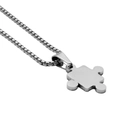 Poliertes Edelstahl Puzzle-Halsketten-Set für Paare mit einer silbernen Boxkette - 50cm Kettenlänge / Konvexes Stück