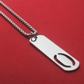 Silver rectangular hollow pendant with box chain made of polished stainless steel - Letter O