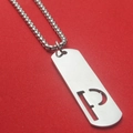 Minimalist silver stainless steel necklace featuring a rectangular cutout pendant - Letter P