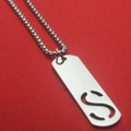 Silver stainless steel box chain necklace with hollowed-out letter S pendant - Letter S